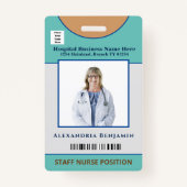 従業員カスタムロゴバーコードロゴの写真名 バッジ (正面)