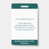 従業員カスタム写真ブルーグリーンホワイト医療ID バッジ (裏面)