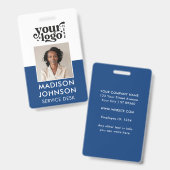 従業員カスタム写真会社のロゴの青い名前ID バッジ (表裏)