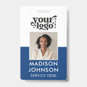 従業員カスタム写真会社のロゴの青い名前ID バッジ (表面)