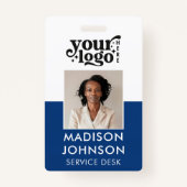 従業員カスタム写真会社のロゴの青い名前ID バッジ (正面)