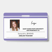 従業員カスタム名の写真ロゴ文字ベアコード バッジ (正面)