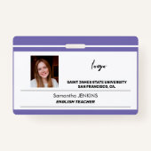 従業員カスタム名の写真ロゴ文字ベアコード バッジ (正面)