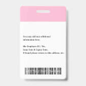 従業員カスタム名ロゴバーコードフォトID バッジ (裏面)