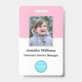 従業員カスタム名ロゴバーコードフォトID バッジ (正面)
