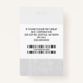 従業員カスタム名、写真、バーコード、ロゴバッジ バッジ (裏面)