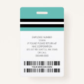 従業員カスタム名、写真、バーコード、ロゴ バッジ (裏面)