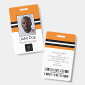 従業員カスタム名、写真、バーコード、ロゴ バッジ (表裏)