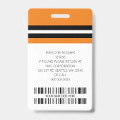 従業員カスタム名、写真、バーコード、ロゴ バッジ (裏面)
