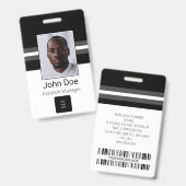 従業員カスタム名、写真、バーコード、ロゴ バッジ (表裏)