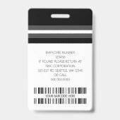 従業員カスタム名、写真、バーコード、ロゴ バッジ (裏面)