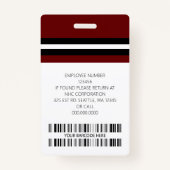 従業員カスタム名、写真、バーコード、ロゴ バッジ (裏面)