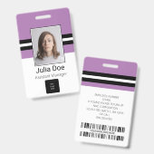 従業員カスタム名、写真、バーコード、ロゴ バッジ (表裏)