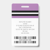 従業員カスタム名、写真、バーコード、ロゴ バッジ (裏面)