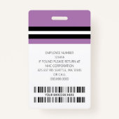 従業員カスタム名、写真、バーコード、ロゴ バッジ (裏面)