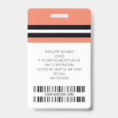 従業員カスタム名、写真、バーコード、ロゴ バッジ (裏面)