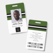 従業員カスタム名、写真、バーコード、ロゴ バッジ (表裏)