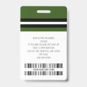 従業員カスタム名、写真、バーコード、ロゴ バッジ (裏面)