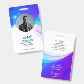 従業員カスタム – 写真、アドレス、電子メール、名前 バッジ (表裏)