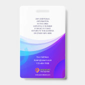 従業員カスタム – 写真、アドレス、電子メール、名前 バッジ (裏面)