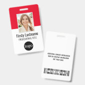 従業員カスタム – 写真、バーコード、ロゴ、名前バッジ バッジ (正面＆裏面)