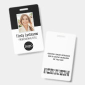 従業員カスタム – 写真、バーコード、ロゴ、名前バッジ バッジ (表裏)