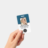 従業員カスタム – 写真、バーコード、ロゴ、名前バッジ バッジ (手持ち)