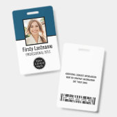 従業員カスタム – 写真、バーコード、ロゴ、名前バッジ バッジ (正面＆裏面)