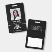 従業員カスタム – 写真、バーコード、ロゴ、名前バッジ バッジ (正面＆裏面)