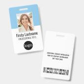 従業員カスタム – 写真、バーコード、ロゴ、名前バッジ バッジ (正面＆裏面)