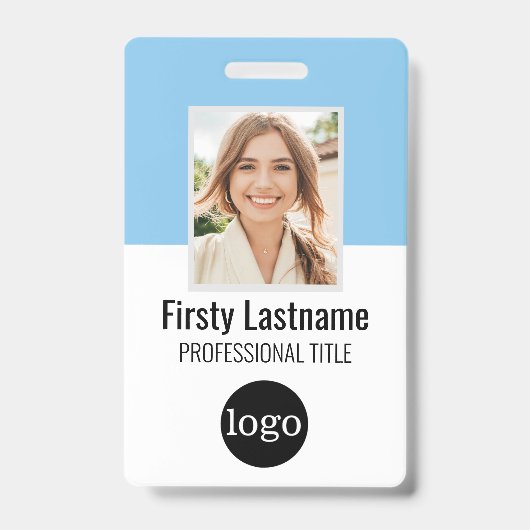 従業員カスタム – 写真、バーコード、ロゴ、名前バッジ バッジ (正面)