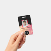 従業員カスタム – 写真、バーコード、ロゴ、名前バッジ バッジ (手持ち)
