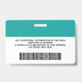 従業員カスタム – 写真、バーコード、ロゴ、名前 バッジ (裏面)