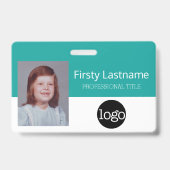 従業員カスタム – 写真、バーコード、ロゴ、名前 バッジ (正面)