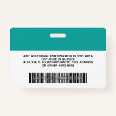 従業員カスタム – 写真、バーコード、ロゴ、名前 バッジ (裏面)