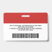 従業員カスタム – 写真、バーコード、ロゴ、名前 バッジ (裏面)