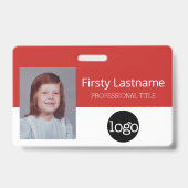 従業員カスタム – 写真、バーコード、ロゴ、名前 バッジ (正面)