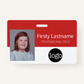 従業員カスタム – 写真、バーコード、ロゴ、名前 バッジ (正面)