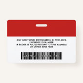 従業員カスタム – 写真、バーコード、ロゴ、名前 バッジ (裏面)