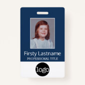 従業員カスタム – 写真、バーコード、ロゴ、名前 バッジ (正面)