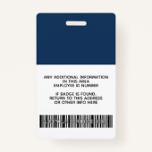 従業員カスタム – 写真、バーコード、ロゴ、名前 バッジ (裏面)