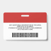 従業員カスタム – 写真、バーコード、ロゴ、名前 バッジ (裏面)