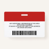 従業員カスタム – 写真、バーコード、ロゴ、名前 バッジ (裏面)