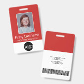 従業員カスタム – 写真、バーコード、ロゴ、名前 バッジ (正面＆裏面)