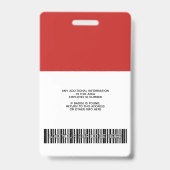 従業員カスタム – 写真、バーコード、ロゴ、名前 バッジ (裏面)