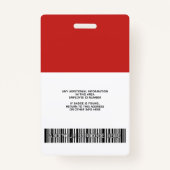 従業員カスタム – 写真、バーコード、ロゴ、名前 バッジ (裏面)