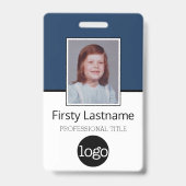 従業員カスタム – 写真、バーコード、ロゴ、名前 バッジ (正面)