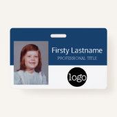 従業員カスタム – 写真、バーコード、ロゴ、名前 バッジ (正面)