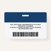 従業員カスタム – 写真、バーコード、ロゴ、名前 バッジ (裏面)