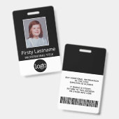 従業員カスタム – 写真、バーコード、ロゴ、名前 バッジ (正面＆裏面)